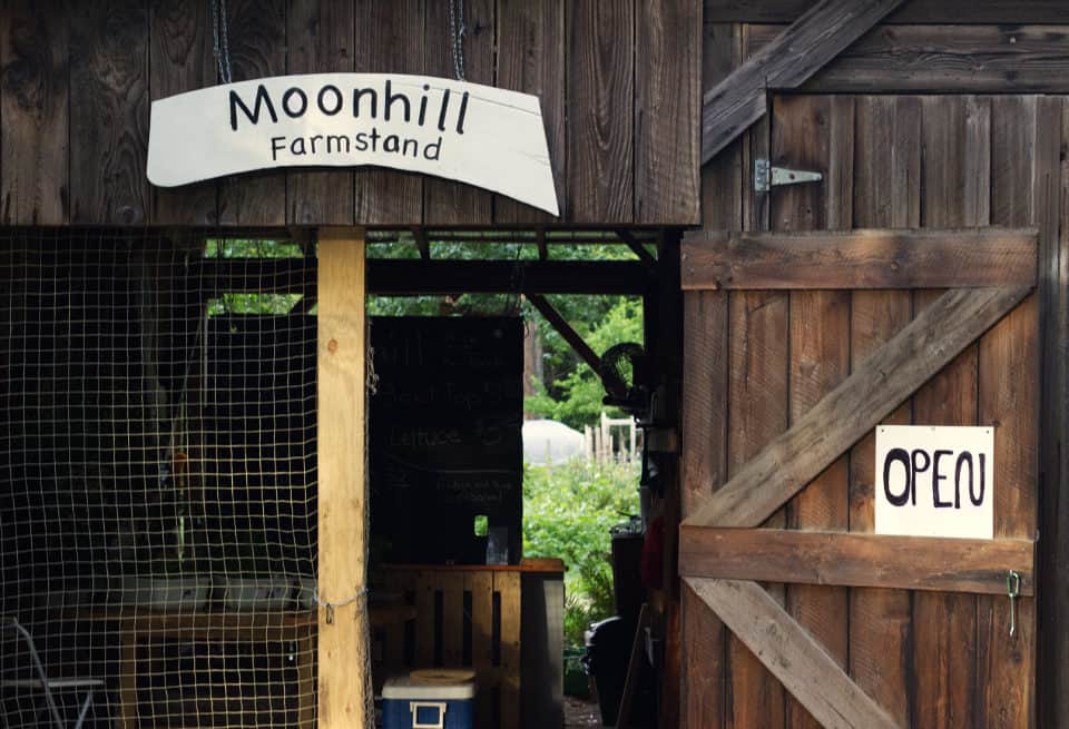 FarmStand Front entrance, barn doors swung open